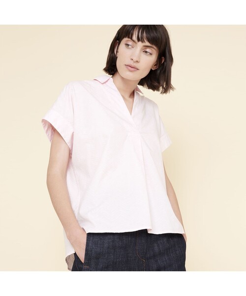AIGLE(エーグル)の「タピリラ 半袖カットソー(シャツ/ブラウス・レディース・ライトピンク/ダークネイビー/ホワイト・40/38/36)」の4枚目の写真