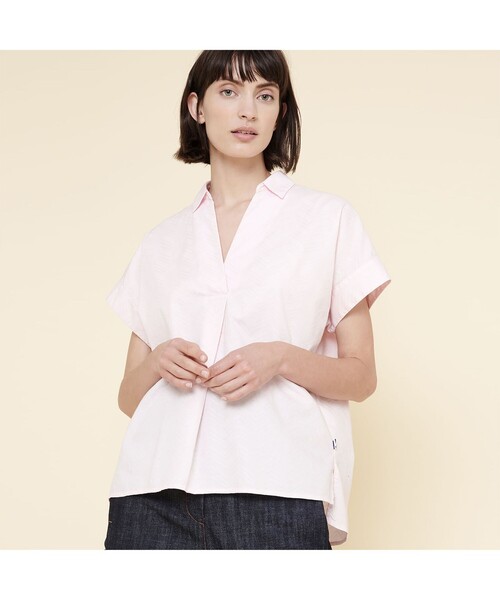 AIGLE(エーグル)の「タピリラ 半袖カットソー(シャツ/ブラウス・レディース・ライトピンク/ダークネイビー/ホワイト・40/38/36)」の11枚目の写真