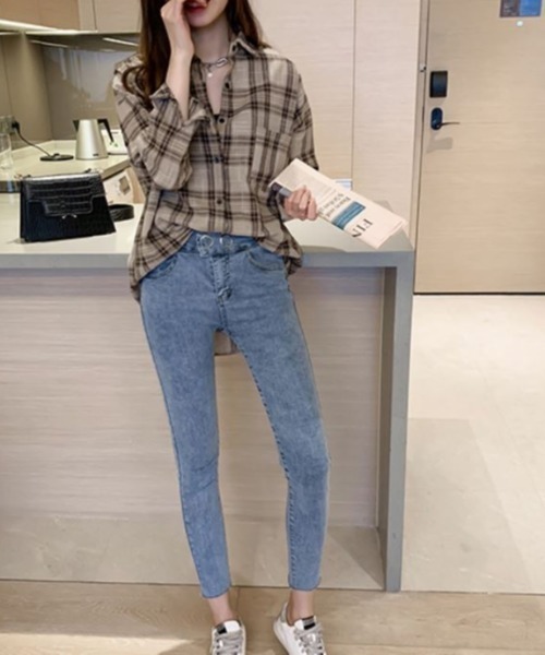 Diosfront(ディオスフロント)の「チェックシャツ(シャツ/ブラウス・レディース・ベージュ/ピンク・MEDIUM/LARGE/X-LARGE)」の22枚目の写真