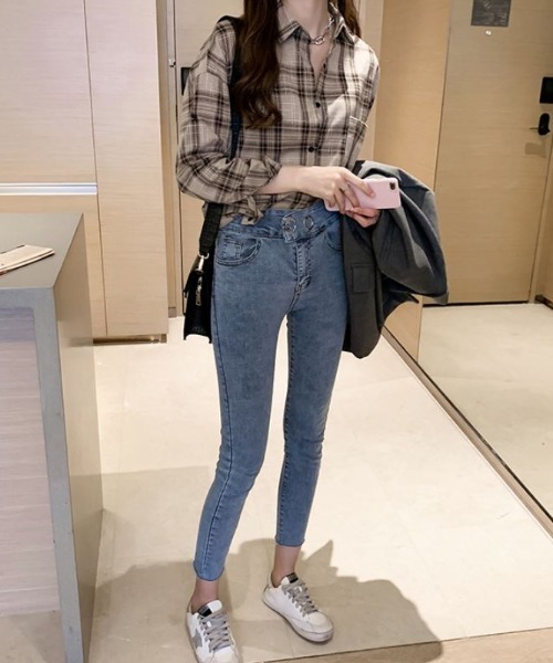 Diosfront(ディオスフロント)の「チェックシャツ(シャツ/ブラウス・レディース・ベージュ/ピンク・MEDIUM/LARGE/X-LARGE)」の18枚目の写真