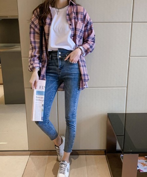 Diosfront(ディオスフロント)の「チェックシャツ(シャツ/ブラウス・レディース・ベージュ/ピンク・MEDIUM/LARGE/X-LARGE)」の10枚目の写真