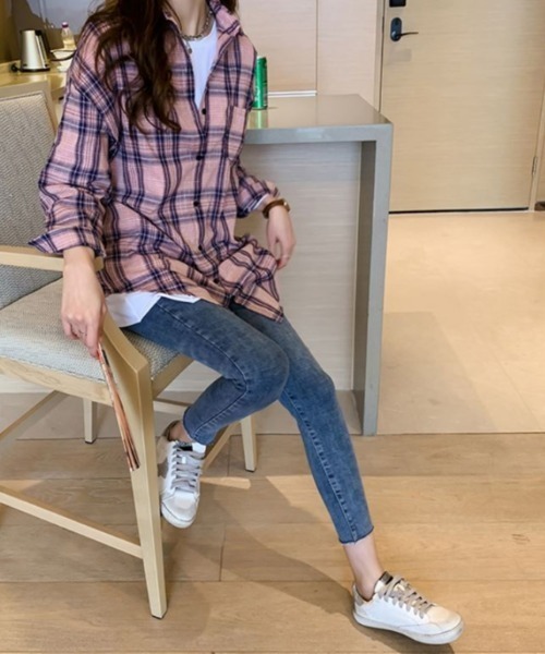 Diosfront(ディオスフロント)の「チェックシャツ(シャツ/ブラウス・レディース・ベージュ/ピンク・MEDIUM/LARGE/X-LARGE)」の15枚目の写真