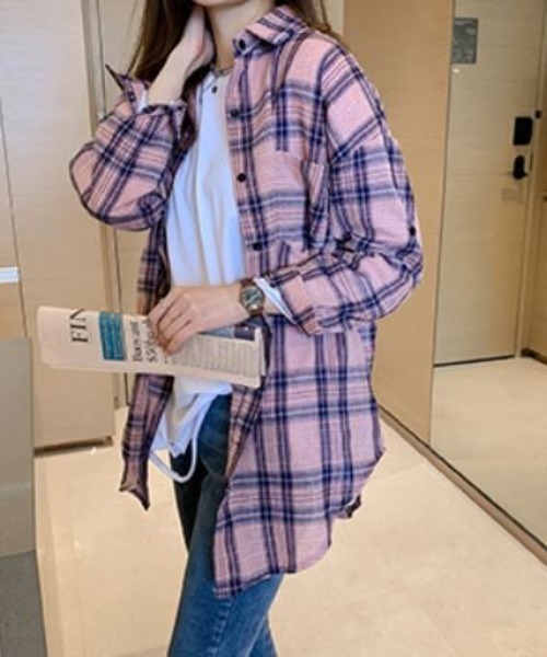 Diosfront(ディオスフロント)の「チェックシャツ(シャツ/ブラウス・レディース・ベージュ/ピンク・MEDIUM/LARGE/X-LARGE)」の20枚目の写真