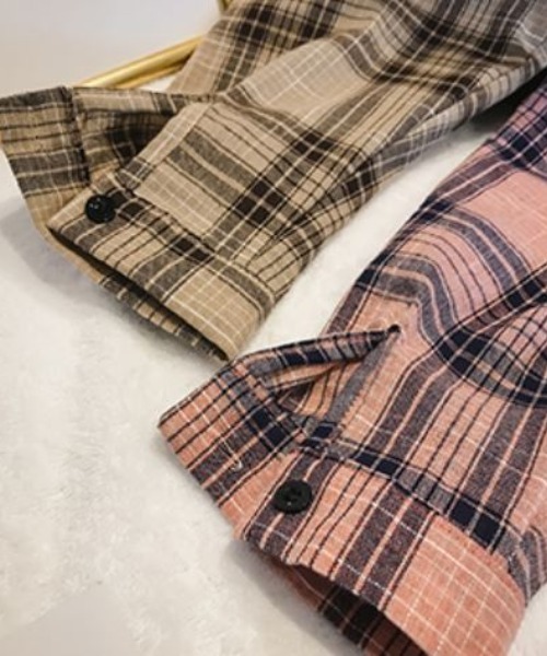 Diosfront(ディオスフロント)の「チェックシャツ(シャツ/ブラウス・レディース・ベージュ/ピンク・MEDIUM/LARGE/X-LARGE)」の17枚目の写真