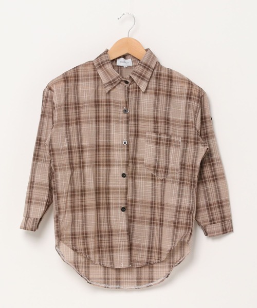 Diosfront(ディオスフロント)の「チェックシャツ(シャツ/ブラウス・レディース・ベージュ/ピンク・MEDIUM/LARGE/X-LARGE)」の3枚目の写真