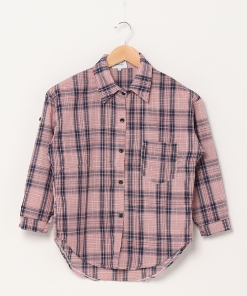 Diosfront(ディオスフロント)の「チェックシャツ(シャツ/ブラウス・レディース・ベージュ/ピンク・MEDIUM/LARGE/X-LARGE)」の4枚目の写真