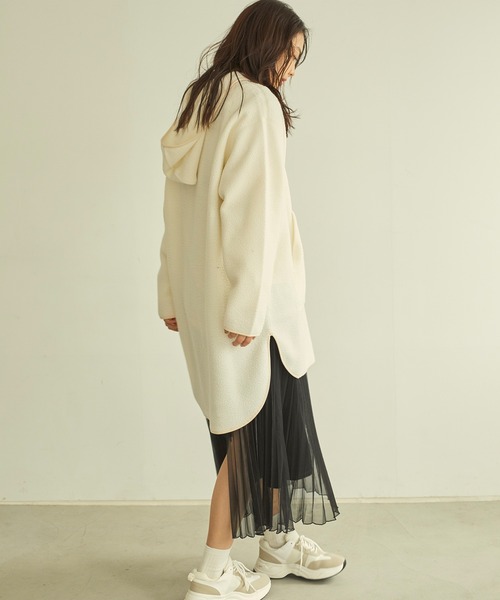 KANGOL EXTRA COMFORT（カンゴールエクストラコンフォート）の「ボアハーフジップチュニック（チュニック・レディース・ネイビー/アイボリー・LL/M/L）」の7枚目の写真