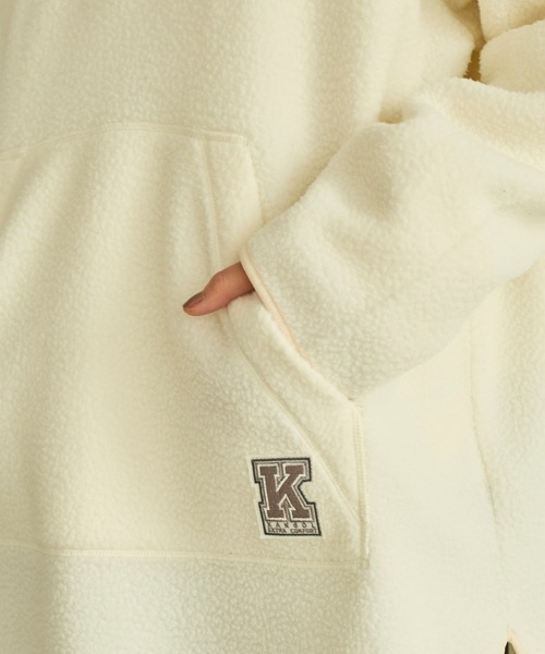 KANGOL EXTRA COMFORT（カンゴールエクストラコンフォート）の「ボアハーフジップチュニック（チュニック・レディース・ネイビー/アイボリー・LL/M/L）」の9枚目の写真