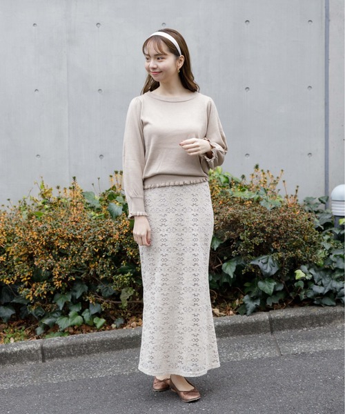 flower(フラワー)の「デイリーフリルニット(ニット/セーター・レディース・ベージュ/ホワイト/グレー・FREE)」の19枚目の写真
