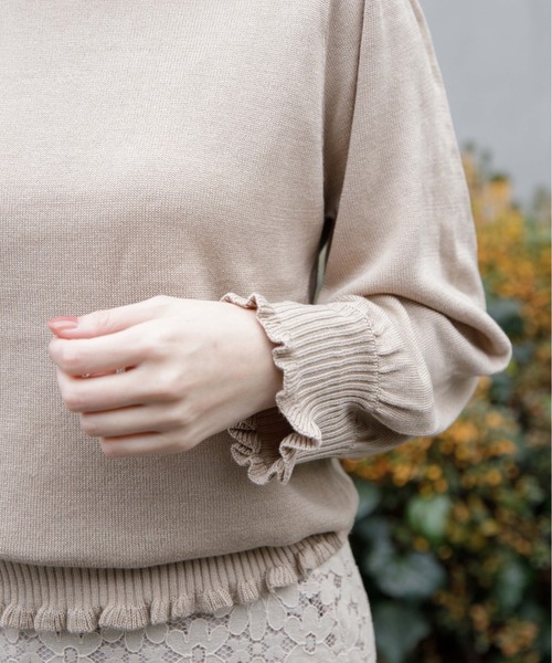 flower(フラワー)の「デイリーフリルニット(ニット/セーター・レディース・ベージュ/ホワイト/グレー・FREE)」の21枚目の写真