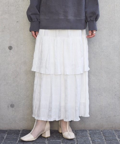 W Closet ダブルクローゼット の レースティアードスカート スカート Wear