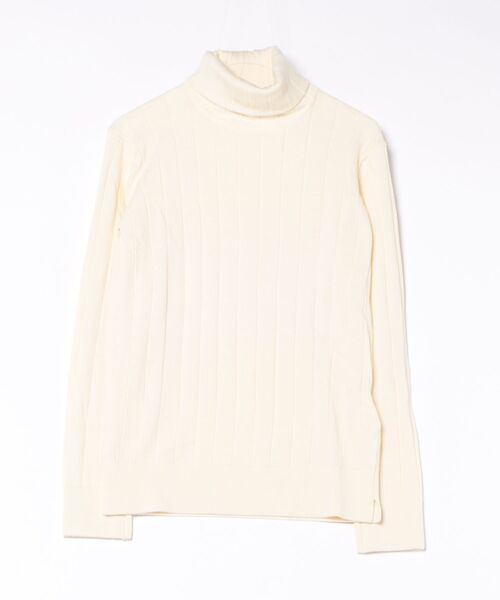 CO（シーオー）の「hardcover / ストライプ風タートルネック（ニット/セーター・レディース・イエロー/キナリ/ホワイト・LARGE/MEDIUM/X-LARGE）」の2枚目の写真