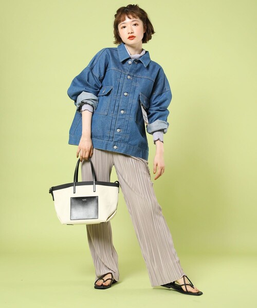 FREAK'S STORE（フリークスストア）の「セルフカットプリーツレギンス（スラックス・レディース・ブラック/グレー/サックスブルー/オレンジ・ﾌﾘ-）」の14枚目の写真