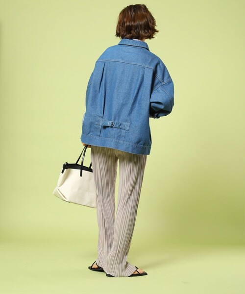 FREAK'S STORE（フリークスストア）の「セルフカットプリーツレギンス（スラックス・レディース・ブラック/グレー/サックスブルー/オレンジ・ﾌﾘ-）」の5枚目の写真