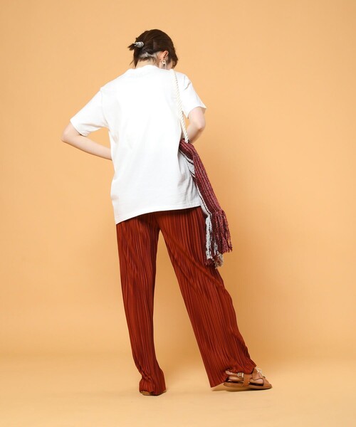 FREAK'S STORE（フリークスストア）の「セルフカットプリーツレギンス（スラックス・レディース・ブラック/グレー/サックスブルー/オレンジ・ﾌﾘ-）」の6枚目の写真