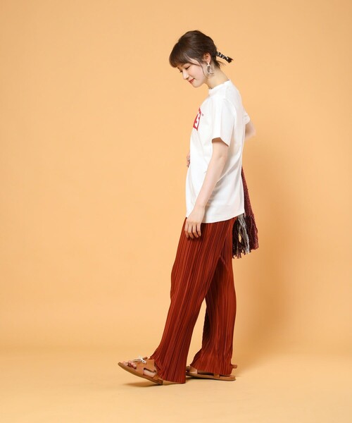 FREAK'S STORE（フリークスストア）の「セルフカットプリーツレギンス（スラックス・レディース・ブラック/グレー/サックスブルー/オレンジ・ﾌﾘ-）」の9枚目の写真