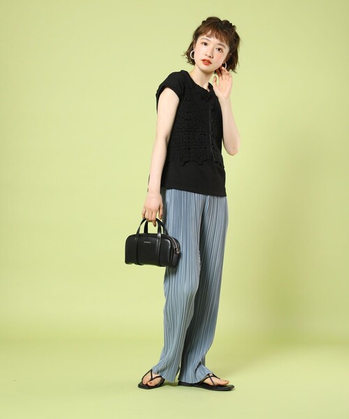 FREAK'S STORE（フリークスストア）の「セルフカットプリーツレギンス（スラックス・レディース・ブラック/グレー/サックスブルー/オレンジ・ﾌﾘ-）」の16枚目の写真