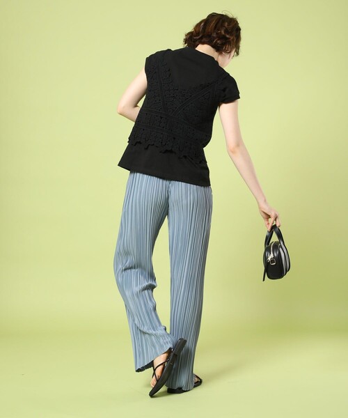 FREAK'S STORE（フリークスストア）の「セルフカットプリーツレギンス（スラックス・レディース・ブラック/グレー/サックスブルー/オレンジ・ﾌﾘ-）」の19枚目の写真