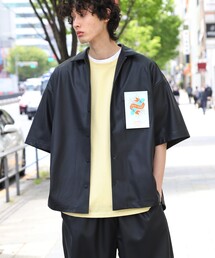 THE SHOP TK  | 【WEB限定】ビックシルエットスケーターシャツ/エコレザー/オンブレー/チェック/セットアップ対応可(シャツ/ブラウス)