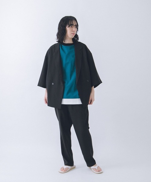 URBAN RESEARCH（アーバンリサーチ）の「URBAN RESEARCH iD　LINEN LIKE SHORT-SLEEVE JACKET（その他アウター・メンズ・ブラック/カーキ/グリーン系その他・MEDIUM/LARGE）」の7枚目の写真