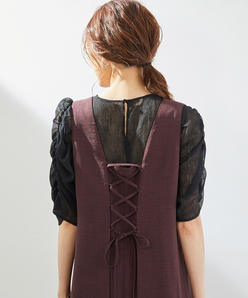 ROPE' PICNIC（ロペピクニック）の「バックレースアップワンピース（ワンピース・レディース・イエロー/グリーン系その他/ダークブラウン・38/40）」の15枚目の写真