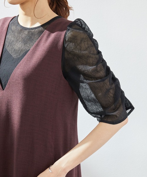 ROPE' PICNIC（ロペピクニック）の「バックレースアップワンピース（ワンピース・レディース・イエロー/グリーン系その他/ダークブラウン・38/40）」の4枚目の写真