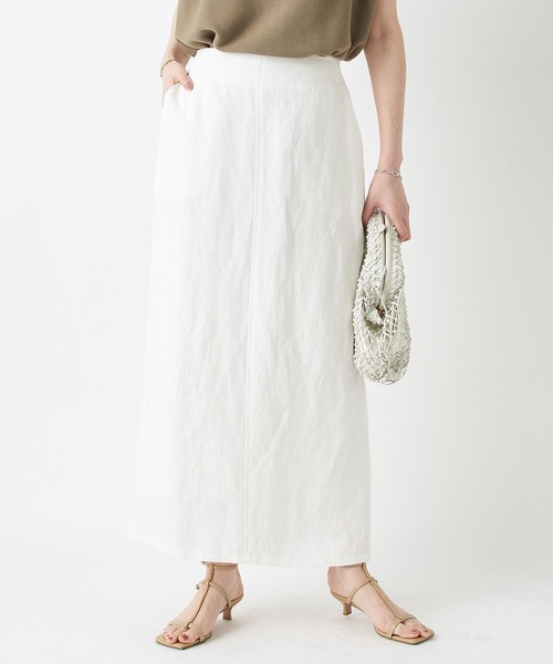 RIVE DROITE（リヴドロワ）の「スタイルアップ効果　レーヨンリネンストレートスカート（スカート・レディース・ホワイト/カーキ・36/38）」の7枚目の写真