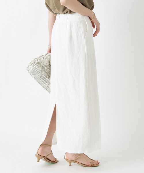 RIVE DROITE（リヴドロワ）の「スタイルアップ効果　レーヨンリネンストレートスカート（スカート・レディース・ホワイト/カーキ・36/38）」の12枚目の写真