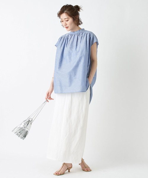 RIVE DROITE（リヴドロワ）の「スタイルアップ効果　レーヨンリネンストレートスカート（スカート・レディース・ホワイト/カーキ・36/38）」の21枚目の写真