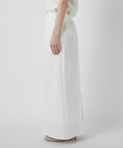 RIVE DROITE（リヴドロワ）の「スタイルアップ効果　レーヨンリネンストレートスカート（スカート・レディース・ホワイト/カーキ・36/38）」の4枚目の写真