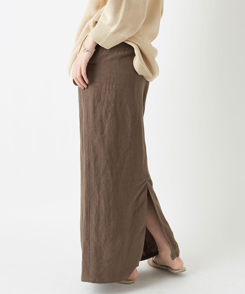 RIVE DROITE（リヴドロワ）の「スタイルアップ効果　レーヨンリネンストレートスカート（スカート・レディース・ホワイト/カーキ・36/38）」の5枚目の写真