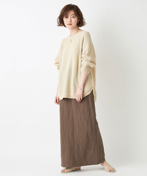 RIVE DROITE（リヴドロワ）の「スタイルアップ効果　レーヨンリネンストレートスカート（スカート・レディース・ホワイト/カーキ・36/38）」の19枚目の写真