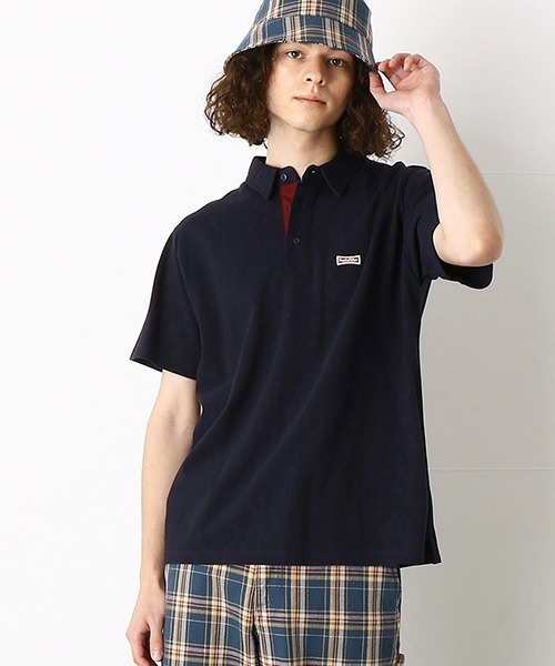 Purple&Yellow（パープルアンドイエロー）の「ワッペン付き　半袖ポロシャツ（ポロシャツ・メンズ・ピンク/ネイビー/アイボリー/カーキ・LARGE/SMALL/MEDIUM/X-LARGE）」の3枚目の写真