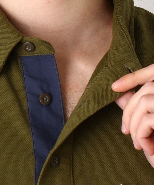 Purple&Yellow（パープルアンドイエロー）の「ワッペン付き　半袖ポロシャツ（ポロシャツ・メンズ・ピンク/ネイビー/アイボリー/カーキ・LARGE/SMALL/MEDIUM/X-LARGE）」の20枚目の写真