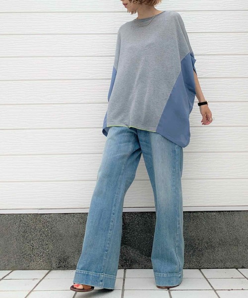 Q（キュー）の「フハクドッキングRelaxニット（ニット/セーター・レディース・ライトグレー/ブラック/ベージュ・MEDIUM）」の10枚目の写真