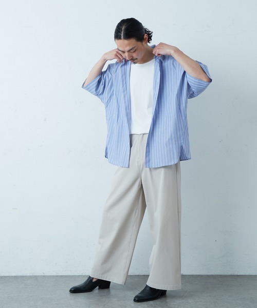 Lui's（ルイス）の「ストライプドルマンデザイン ビッグシャツ（シャツ/ブラウス・メンズ・ホワイト/ブルー・SMALL/MEDIUM）」の4枚目の写真