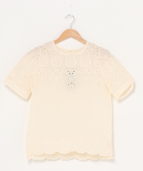 emi+(エミプラス)の「フラワー刺繍 レースブラウス(シャツ/ブラウス・レディース・ホワイト/ベージュ/パープル・FREE)」の5枚目の写真