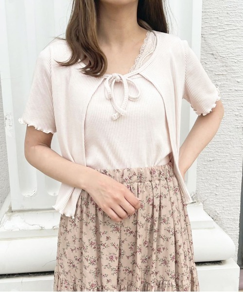 apres jour(アプレジュール)の「リブキャミ+トップスセット【ZOZOTOWN限定アイテム】(カーディガン/ボレロ・レディース・アイボリー/ブラック/オフホワイト/モカ・フリー/X-LARGE)」の7枚目の写真