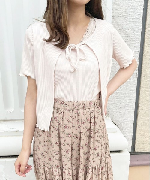 apres jour(アプレジュール)の「リブキャミ+トップスセット【ZOZOTOWN限定アイテム】(カーディガン/ボレロ・レディース・アイボリー/ブラック/オフホワイト/モカ・フリー/X-LARGE)」の8枚目の写真