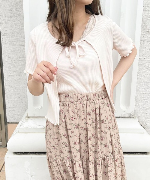apres jour(アプレジュール)の「リブキャミ+トップスセット【ZOZOTOWN限定アイテム】(カーディガン/ボレロ・レディース・アイボリー/ブラック/オフホワイト/モカ・フリー/X-LARGE)」の9枚目の写真
