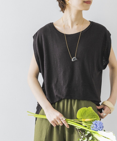 URBAN RESEARCH（アーバンリサーチ）の「リネンノースリーブカットソー（Tシャツ/カットソー・レディース・ブラック/オレンジ/モカ・FREE）」の2枚目の写真