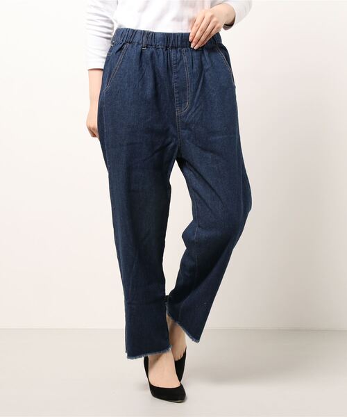 Samansa Mos2（サマンサ モスモス）の「デニムイージーパンツ（デニムパンツ・レディース・ブルー/サックスブルー・ﾌﾘ-）」の6枚目の写真