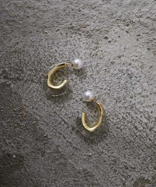 Birthday room（バースデイルーム）の「ドロップウェーブシルエットピアス（ピアス（両耳用）・レディース・ホワイト/ベージュ/ブラウン/クリア・FREE）」の13枚目の写真