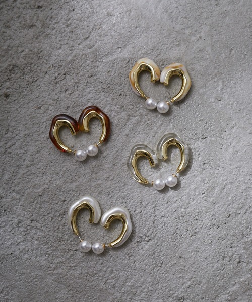 Birthday room（バースデイルーム）の「ドロップウェーブシルエットピアス（ピアス（両耳用）・レディース・ホワイト/ベージュ/ブラウン/クリア・FREE）」の18枚目の写真