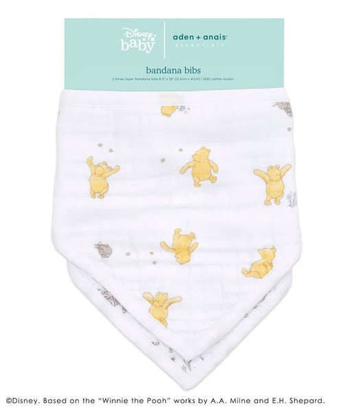 aden + anais essentials(エイデンアンドアネイエッセンシャルズ)の「モスリンバンダナビブ2枚入り Disney(ディズニー)ウィニーアンドフレンズ EBNC20008DIJ winnie + friends(スタイ/よだれかけ・キッズ・イエロー系その他・FREE)」の3枚目の写真