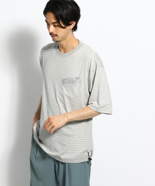 niko and...(ニコアンド)の「ボ-ダ-ドロストTシャツ(Tシャツ/カットソー・メンズ・ネイビー/ライトグレー/ホワイト・MEDIUM/LARGE)」の1枚目の写真