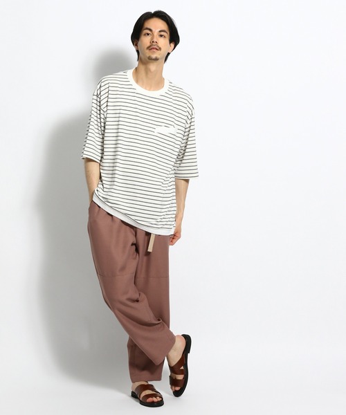 niko and...(ニコアンド)の「ボ-ダ-ドロストTシャツ(Tシャツ/カットソー・メンズ・ネイビー/ライトグレー/ホワイト・MEDIUM/LARGE)」の4枚目の写真