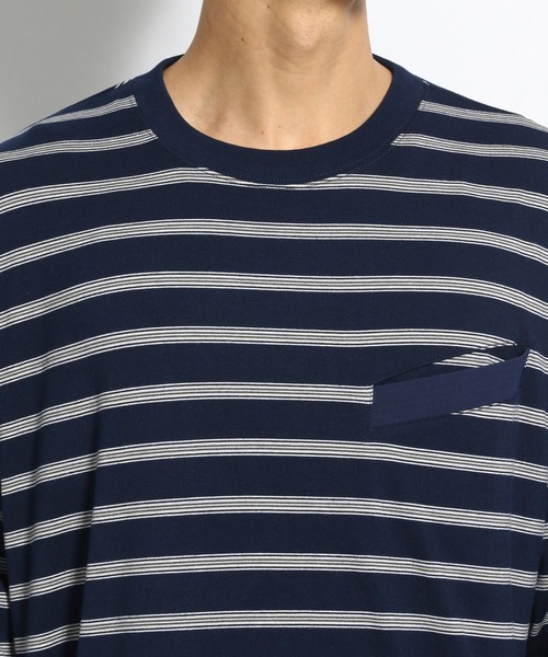 niko and...(ニコアンド)の「ボ-ダ-ドロストTシャツ(Tシャツ/カットソー・メンズ・ネイビー/ライトグレー/ホワイト・MEDIUM/LARGE)」の10枚目の写真