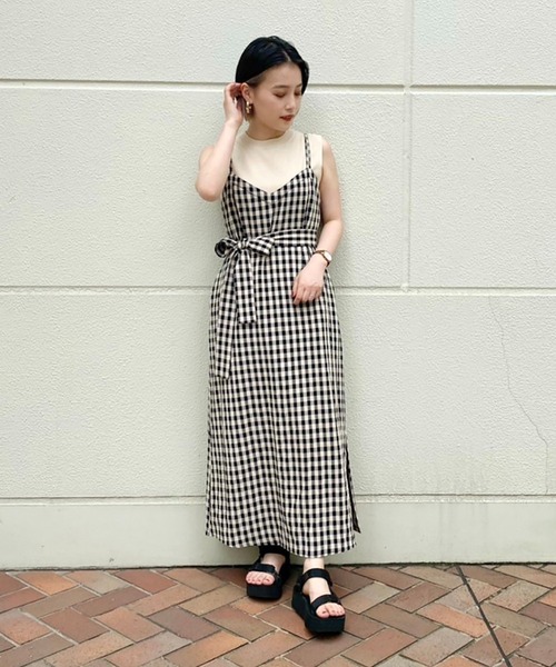 FREE'S MART（フリーズマート）の「◆チェックキャミワンピース（ワンピース・レディース・カーキ/ブラック系その他・FREE）」の10枚目の写真