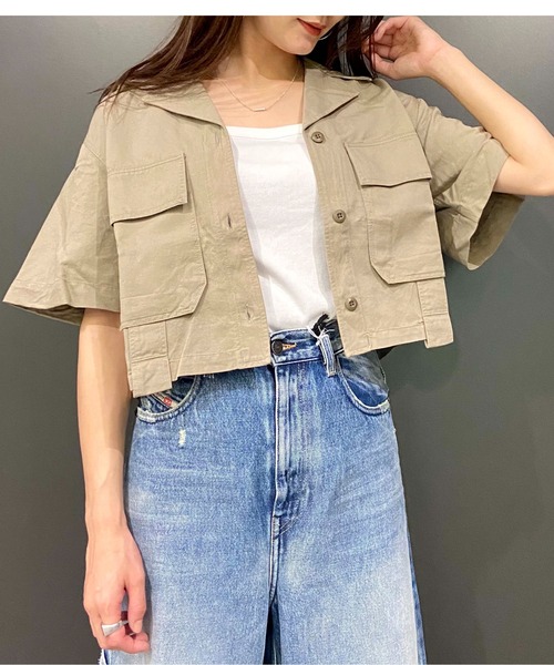DIESEL(ディーゼル)の「レディース ミリタリーシャツ クロップド丈(シャツ/ブラウス・レディース・カーキ・LARGE/MEDIUM/SMALL/X-SMALL)」の4枚目の写真
